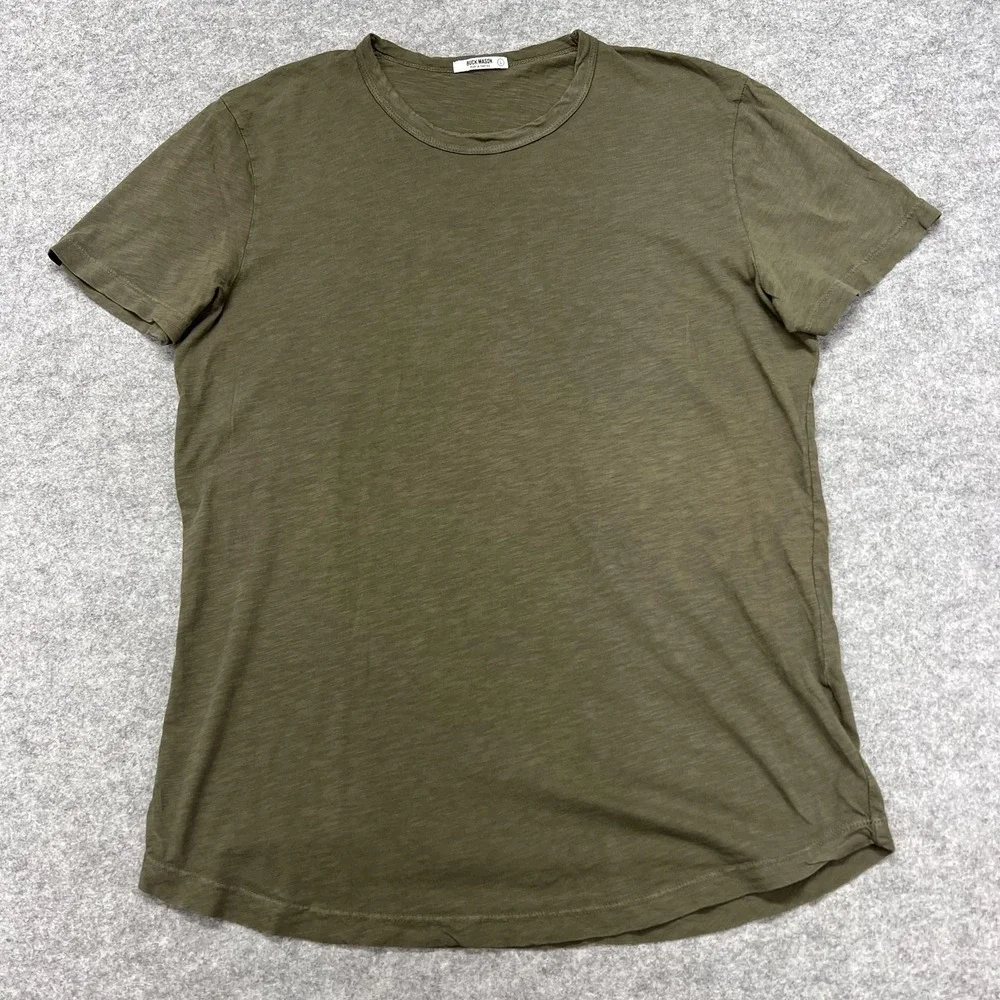 Buck Mason Shirt Mens Large Green 100% Cotton Crew Neck Made USA Basic Tee